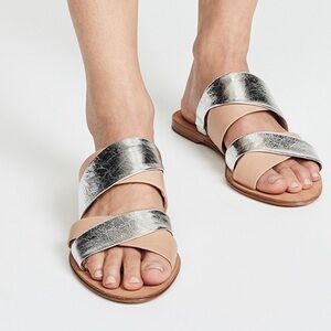 Diane von Furstenberg‎ Blake Slide 6 Tan Silver Sandals
